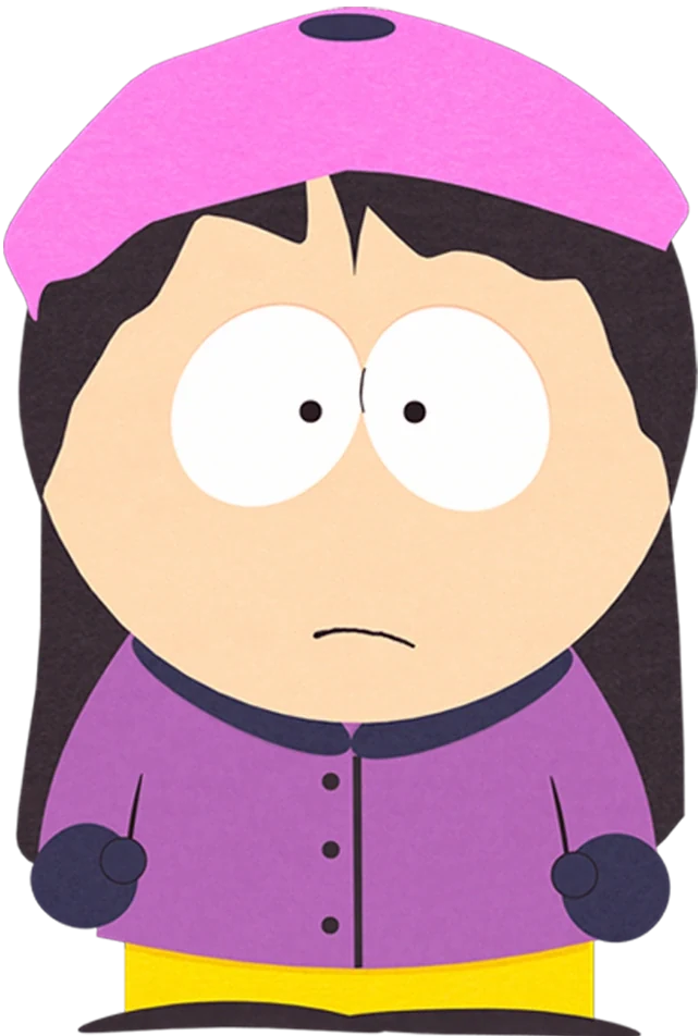 Wendy Testaburger wearing a pink beret, long dark hair, and a purple jacket